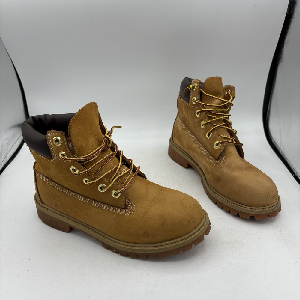 Timberland Boots Boys Size 5.5 Junior Y Premium 6 Inch Wheat Leather 200 Gram